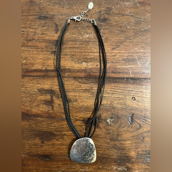 caracol Jewelry - Caracol Silver toned Boho Pendant Necklace on Waxed multi Cord minimalist casual